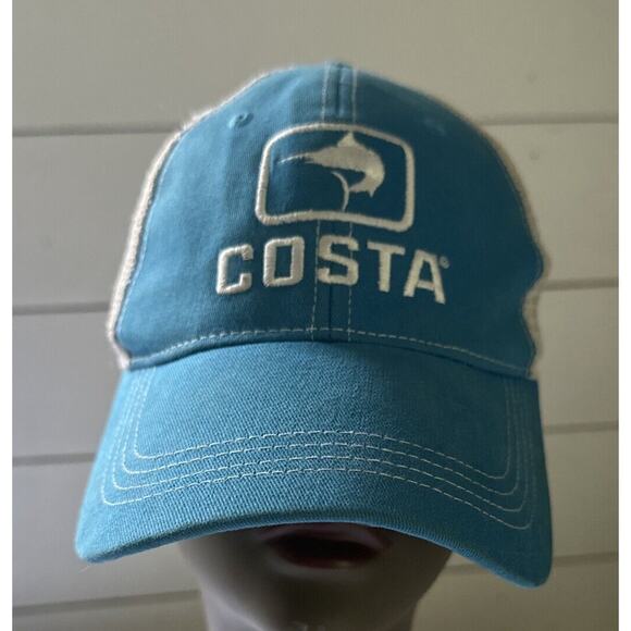 Costa Men’s Blue Trucker Hat Cap Marlin Mesh Fishing Adjustable SnapBack - Picture 1 of 6